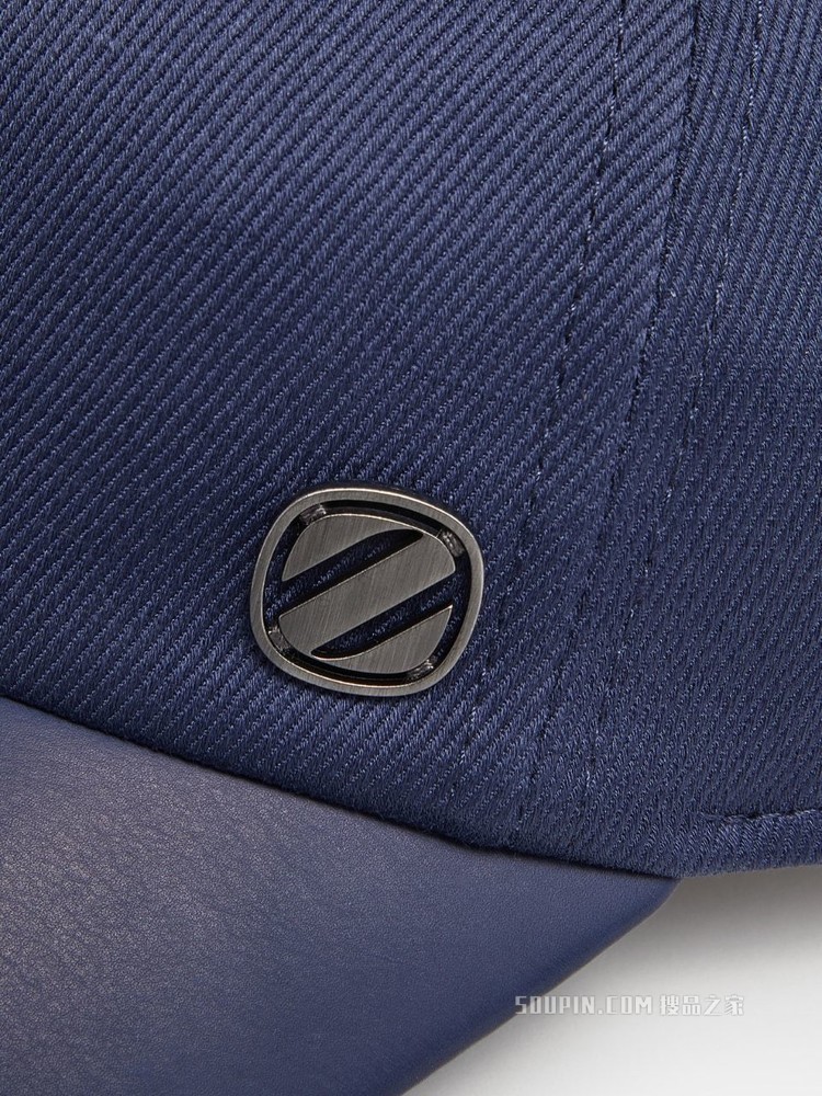 中蓝色棉及大麻混纺材质 Z 字复古标识棒球帽