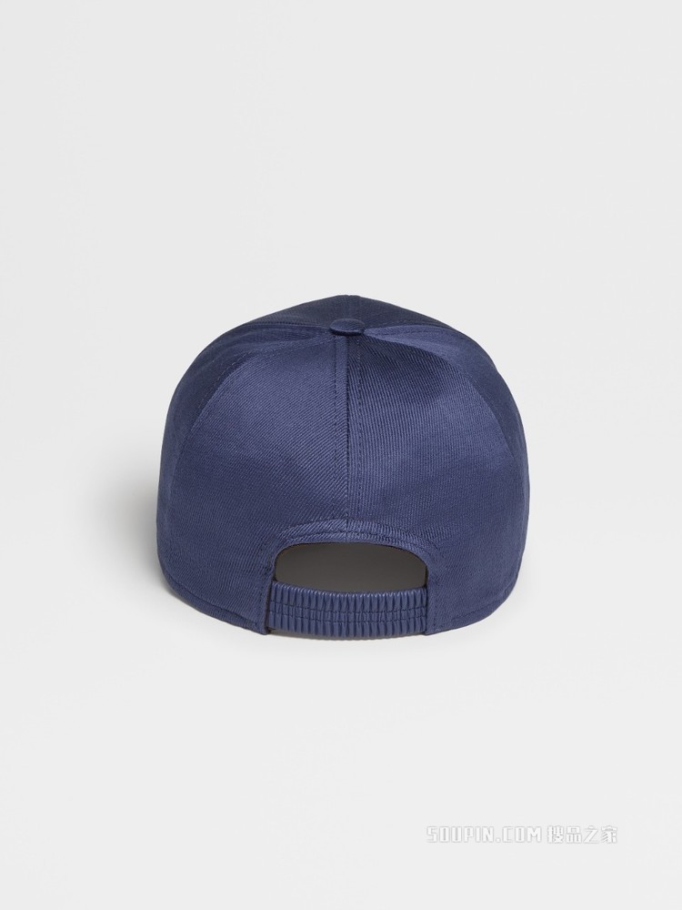 中蓝色棉及大麻混纺材质 Z 字复古标识棒球帽