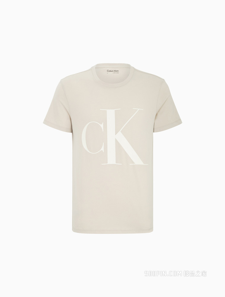 Calvin Klein 男士时尚圆领纯棉醒目字母印花短袖T恤40HM825