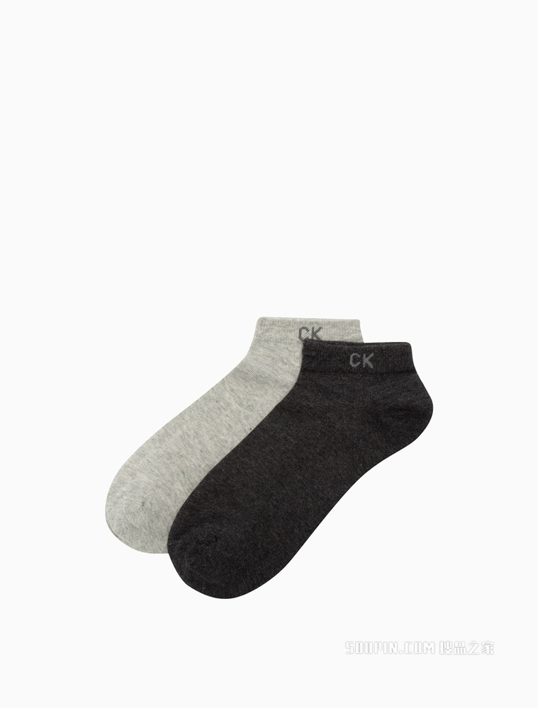 Calvin Klein 男士两双装简约LOGO提花舒适运动短袜CKP32870