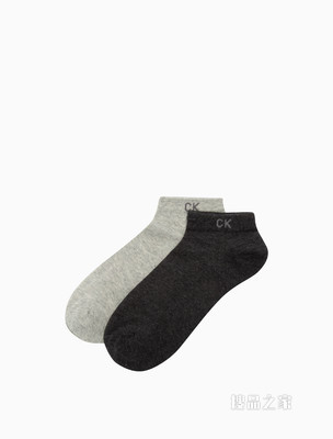 Calvin Klein 男士两双装简约LOGO提花舒适运动短袜CKP32870
