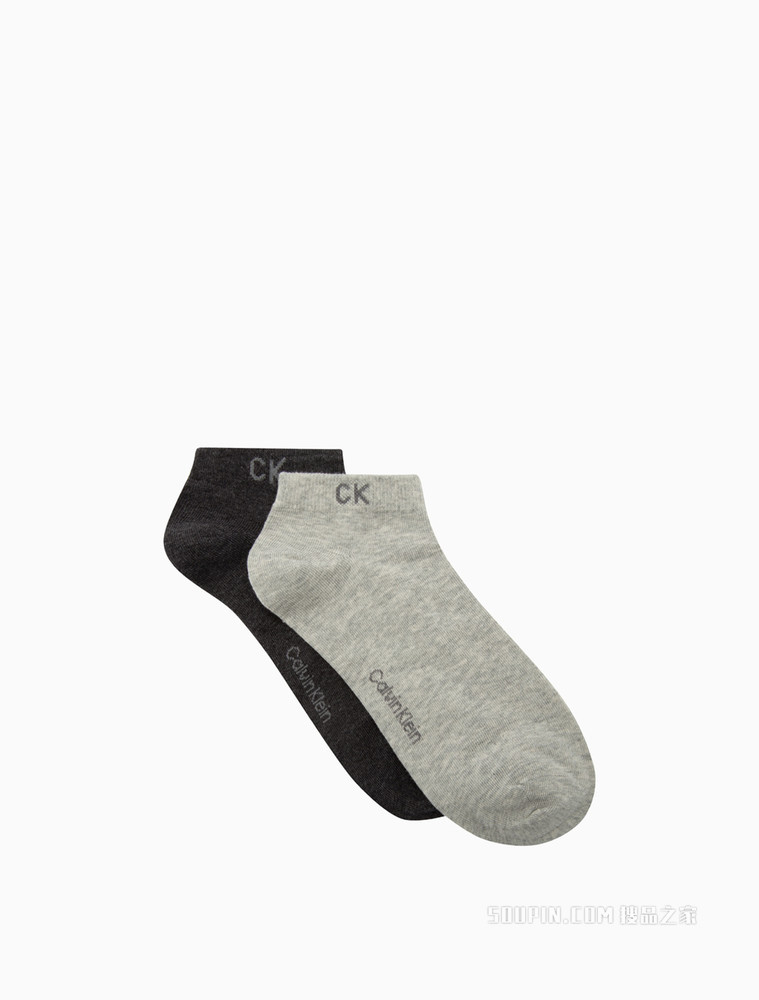 Calvin Klein 男士两双装简约LOGO提花舒适运动短袜CKP32870