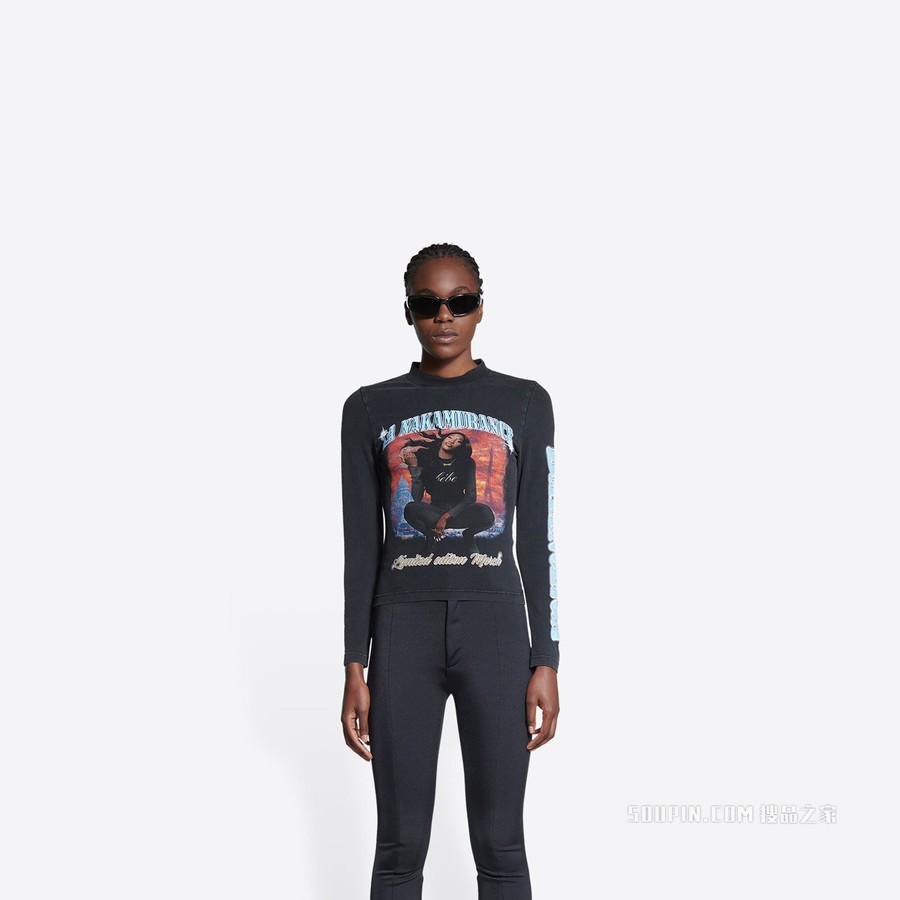 BALENCIAGA MUSIC AYA NAKAMURA系列长袖弹力上衣