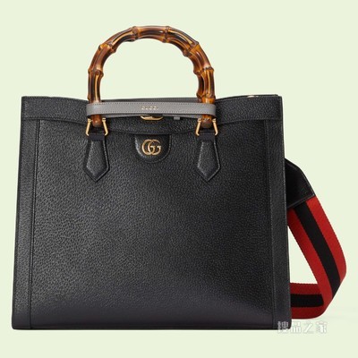 Gucci Diana竹节中号托特包 黑色皮革