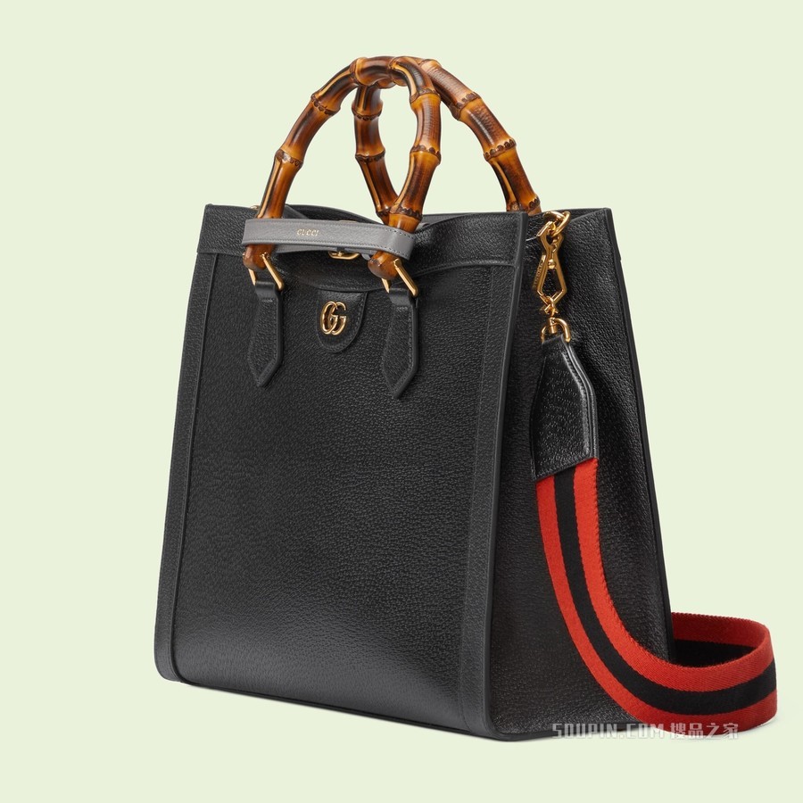 Gucci Diana竹节中号托特包 黑色皮革