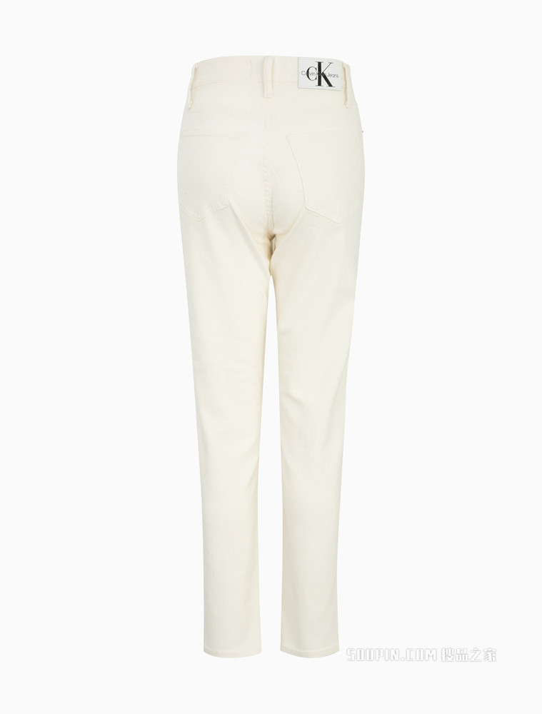 Calvin Klein 女士复古男友风低腰LOGO贴片微弹水洗牛仔裤J218739