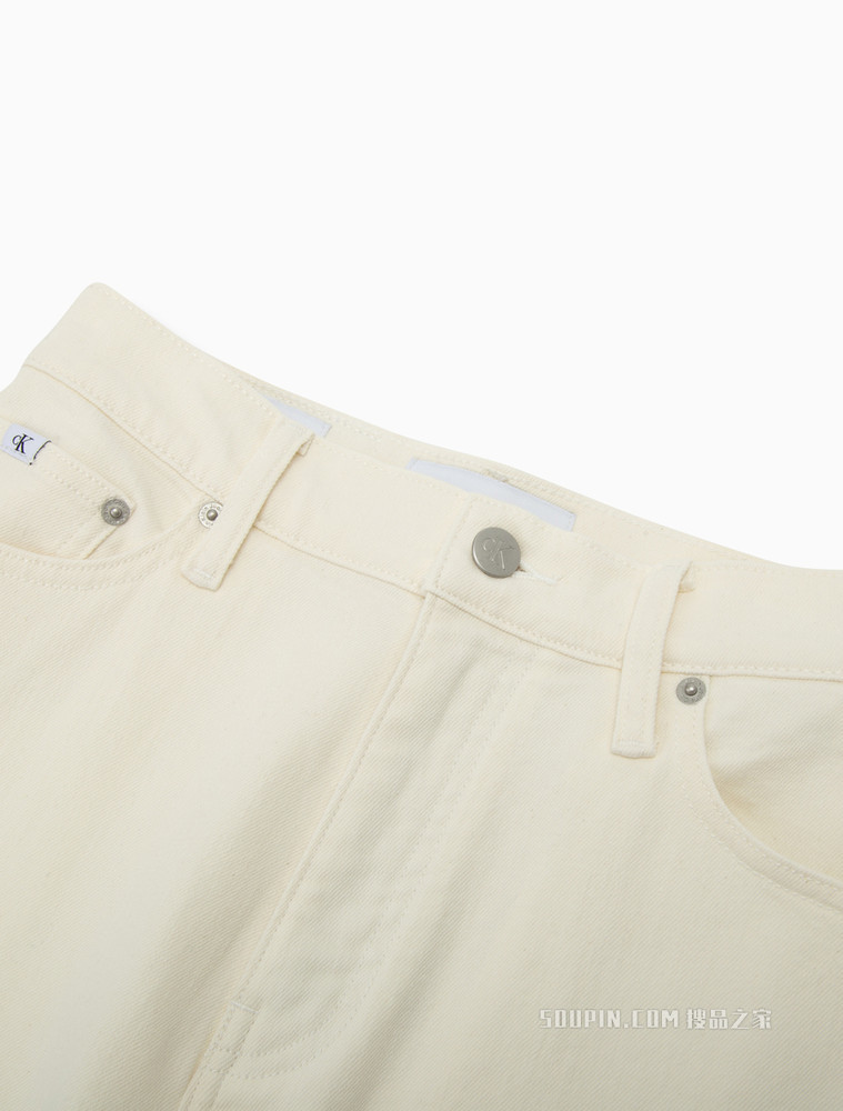 Calvin Klein 女士复古男友风低腰LOGO贴片微弹水洗牛仔裤J218739