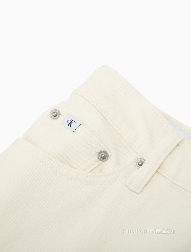 Calvin Klein 女士复古男友风低腰LOGO贴片微弹水洗牛仔裤J218739