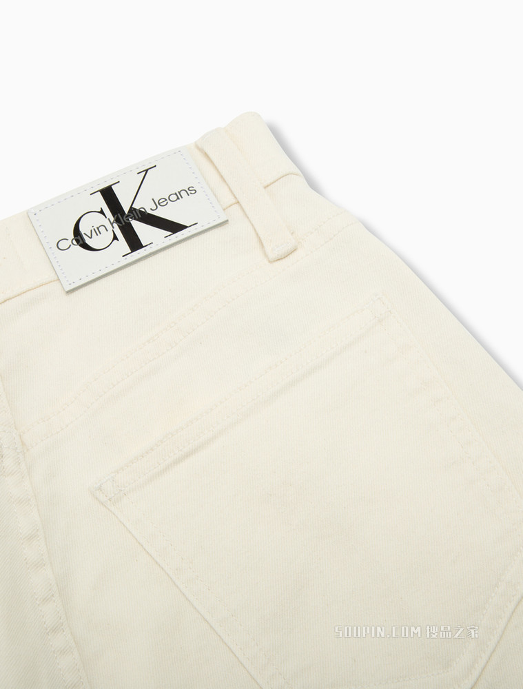 Calvin Klein 女士复古男友风低腰LOGO贴片微弹水洗牛仔裤J218739
