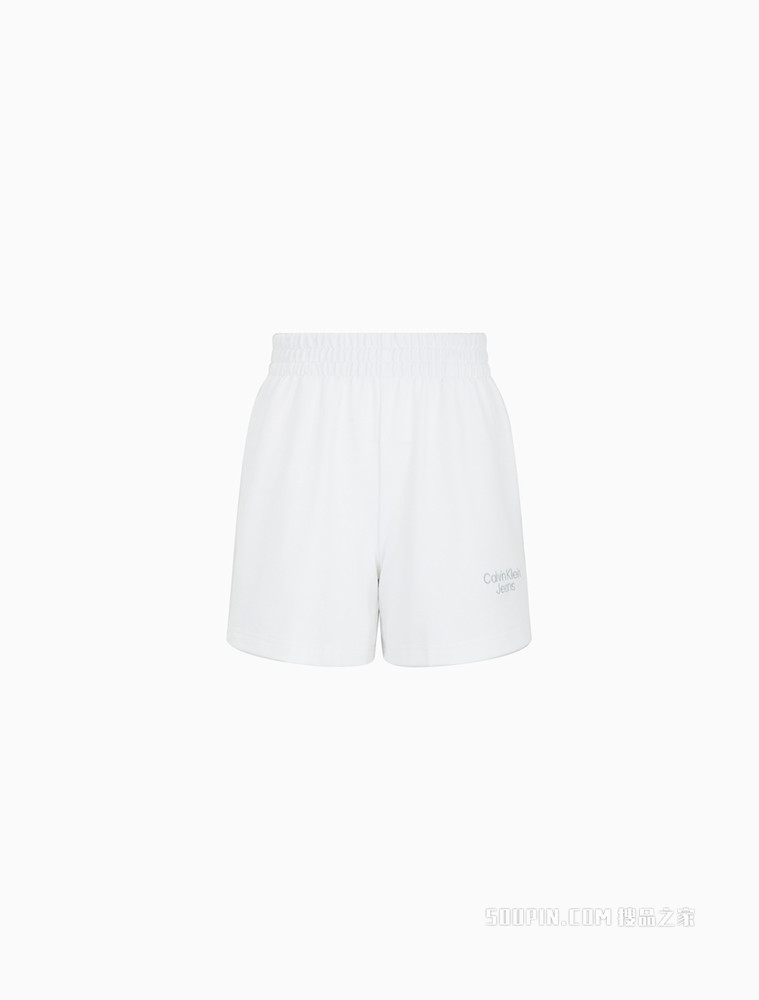 Calvin Klein 女士简约松紧腰刺绣字母LOGO休闲针织短裤J218915