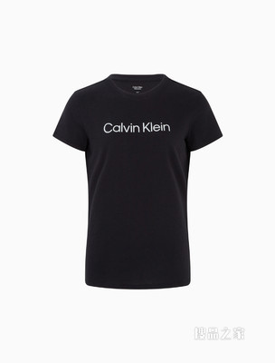 Calvin Klein 女士休闲圆领透气简约印花LOGO短袖T恤4WS2K142