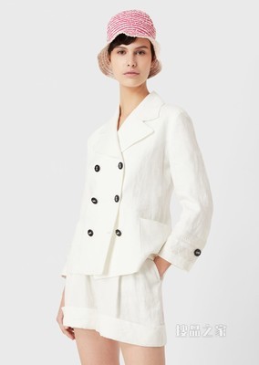 双排扣亚麻休闲西装外套 | Giorgio Armani