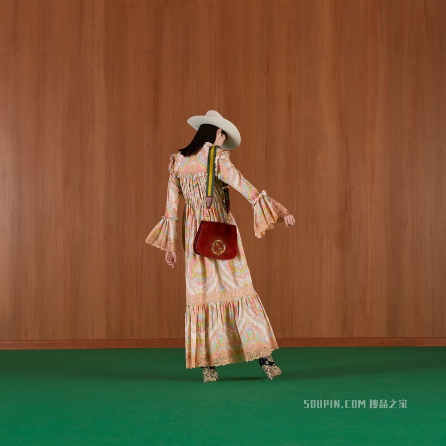 花卉印花平纹细布连衣裙 淡粉色