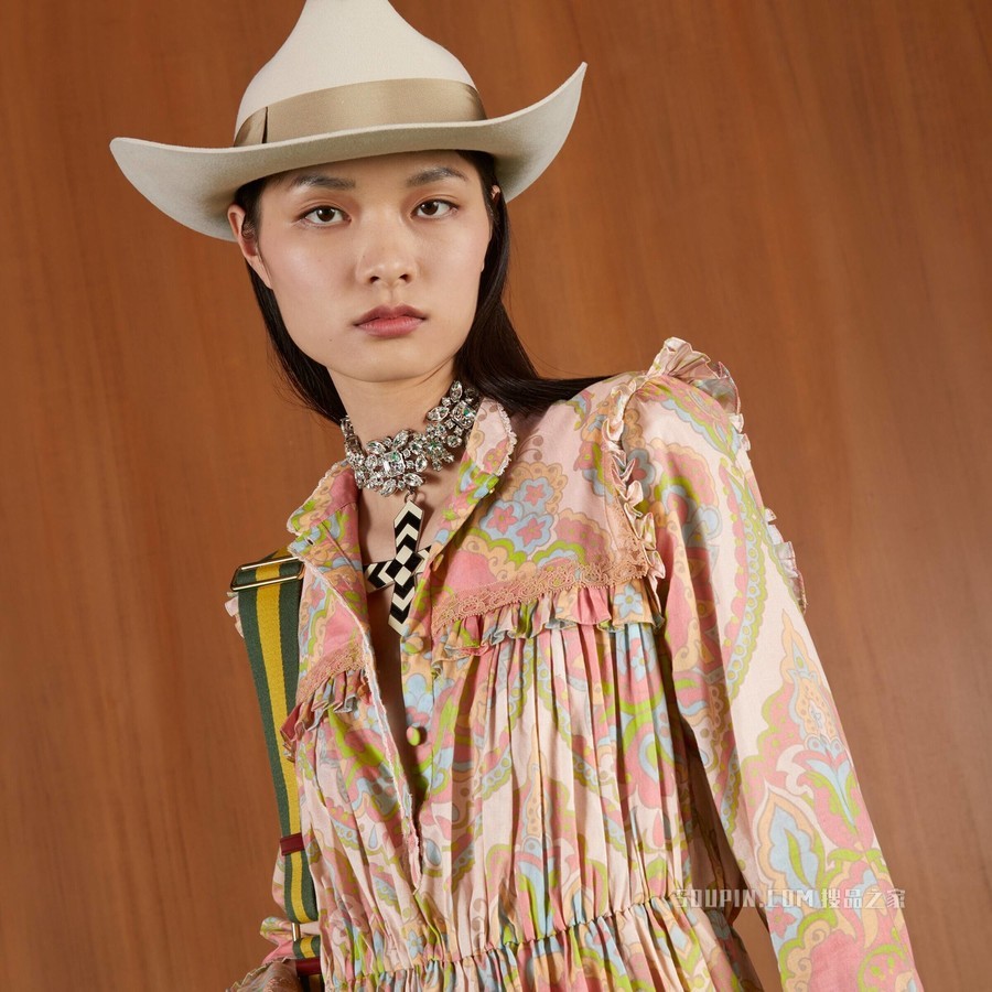 花卉印花平纹细布连衣裙 淡粉色