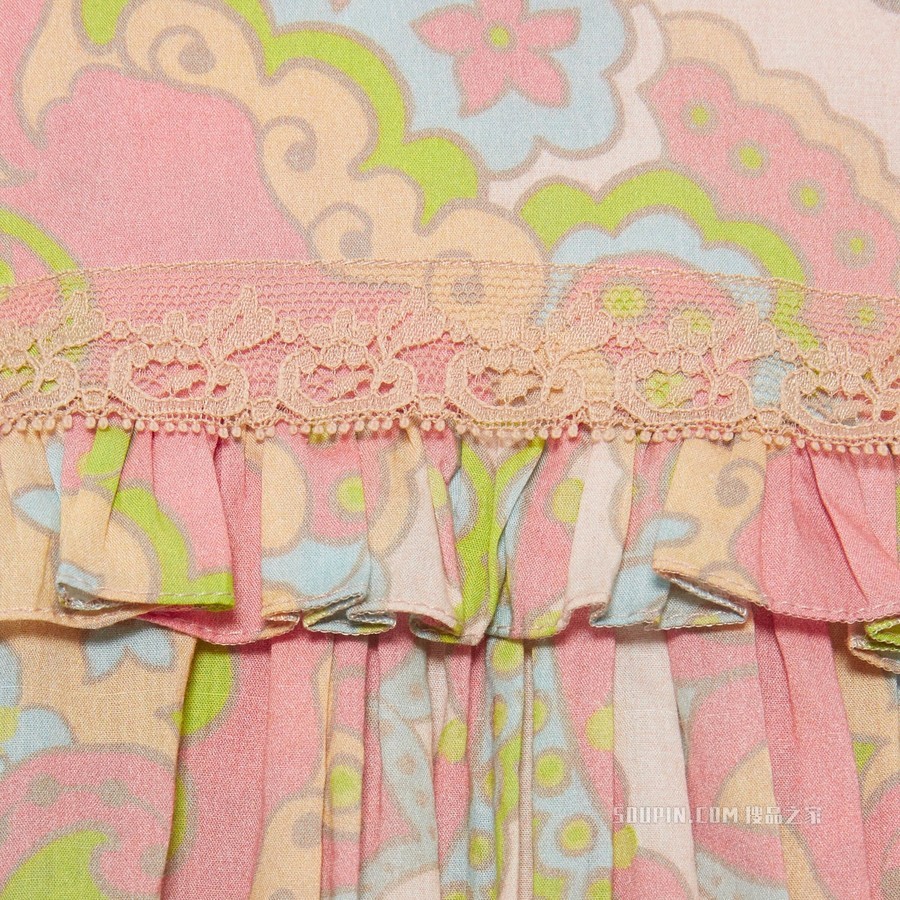 花卉印花平纹细布连衣裙 淡粉色