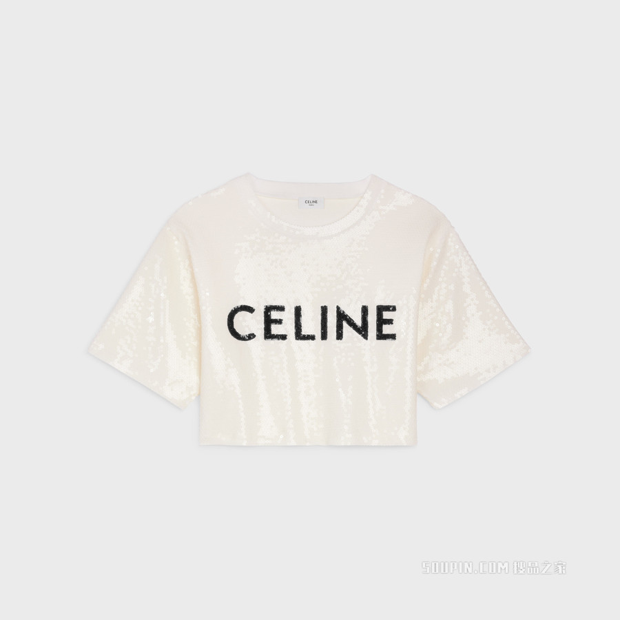 CELINE刺绣棉质平纹针织T恤 23696