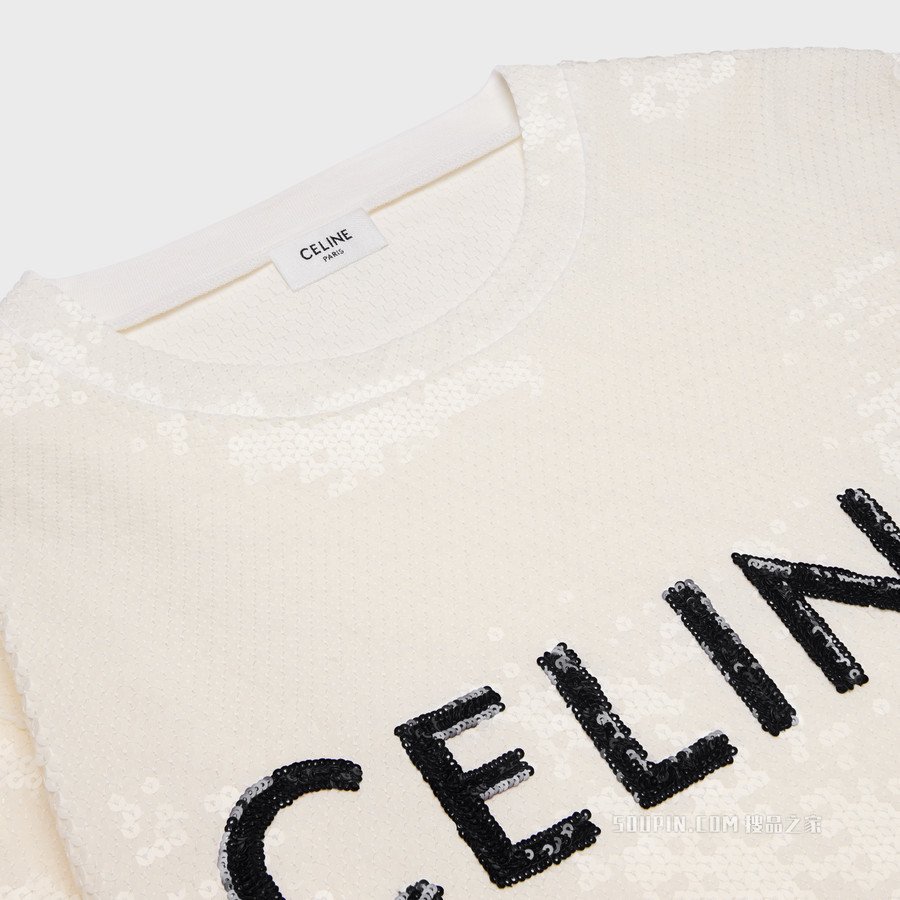 CELINE刺绣棉质平纹针织T恤 23696