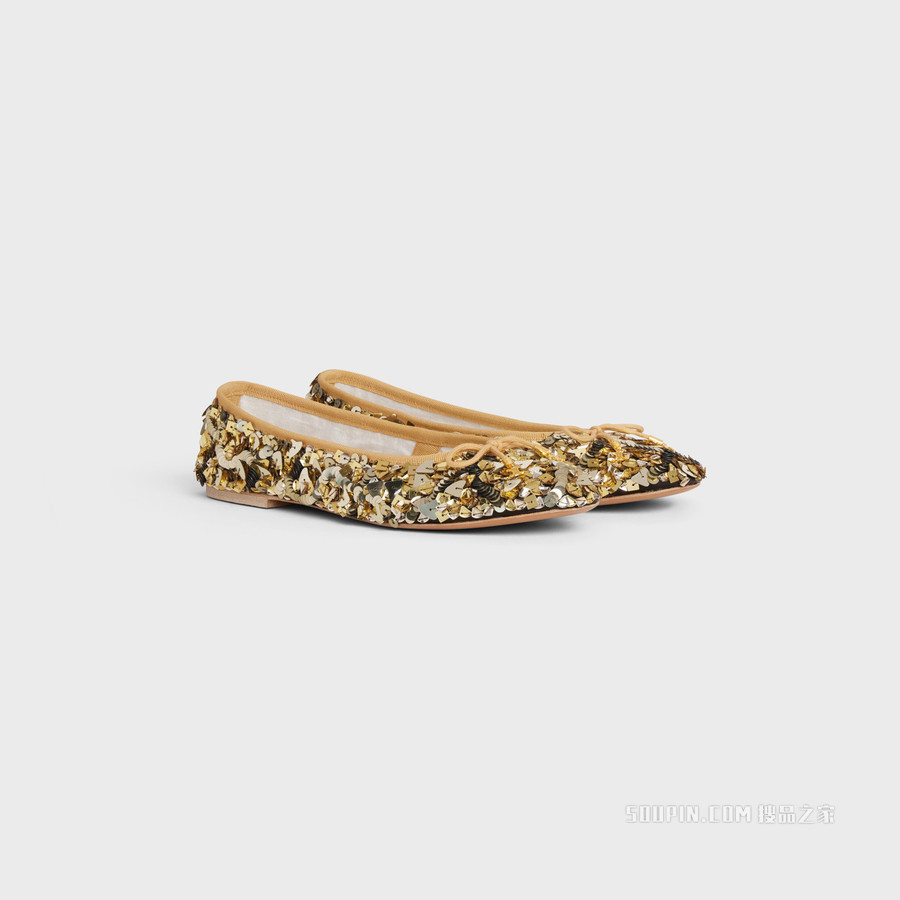 LES BALLERINES CELINE羊皮革花边平底鞋 24564