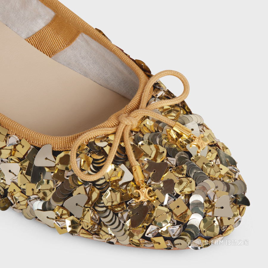 LES BALLERINES CELINE羊皮革花边平底鞋 24564