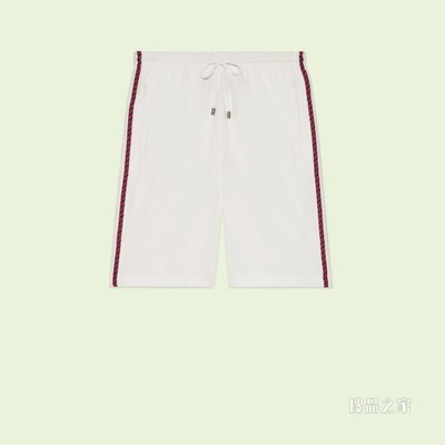 饰Gucci刺绣平纹针织短裤 象牙白色