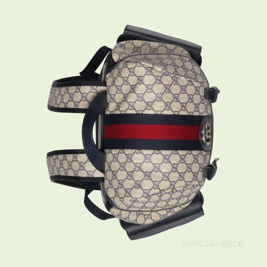 Ophidia系列中号GG背包 米色和蓝色GG Supreme帆布