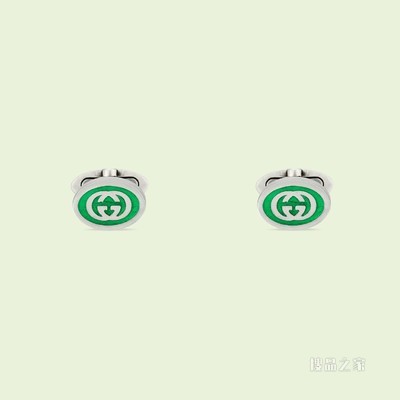 互扣式双G珐琅袖扣 925纯银
