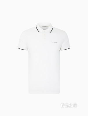 Calvin Klein 男休闲镶边翻领小LOGO透气短袖POLO衫J319183