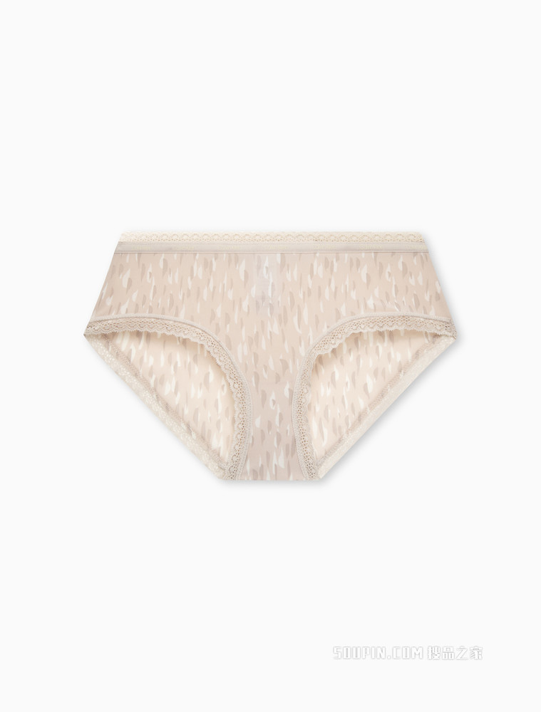Calvin Klein 女士性感蕾丝循环LOGO透气半包臀三角内裤QD3767