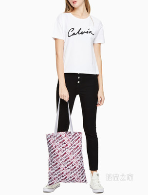Calvin Klein女包 时尚爱心满印LOGO单肩托特背提包DH2316M1000