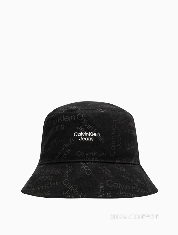 Calvin Klein 男士时尚简约纯棉透气满印字母渔夫帽HX0262