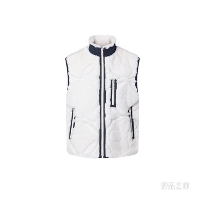 MONOGRAM 花卉嵌花毛皮革背心