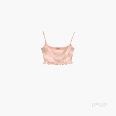 褶饰平纹针织短裁上衣