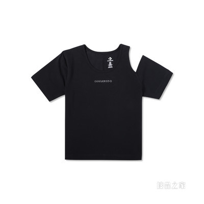 【女子】露肩修身针织短袖T恤女款 女款 黑色