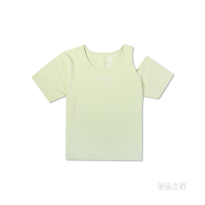【女子】露肩修身针织短袖T恤女款 女款 绿色