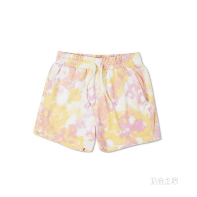 【女子】春夏潮流印花松紧腰运动短裤 女款 粉红色