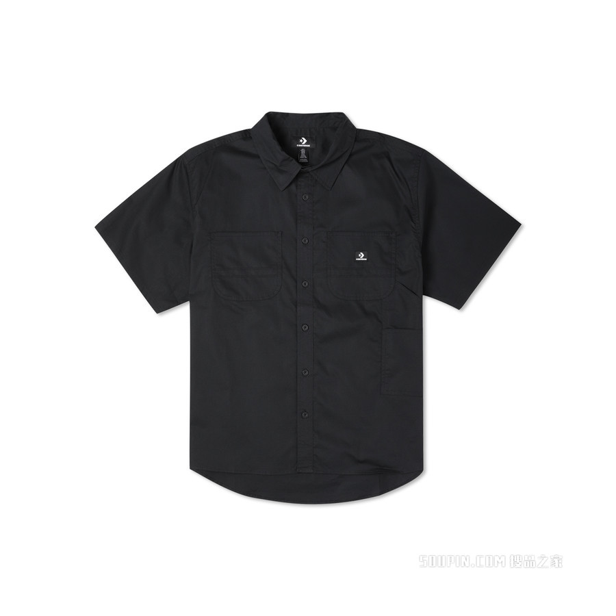 【男子】Solid Woven Carpenter Short Sleeve Button Down 男款 黑色