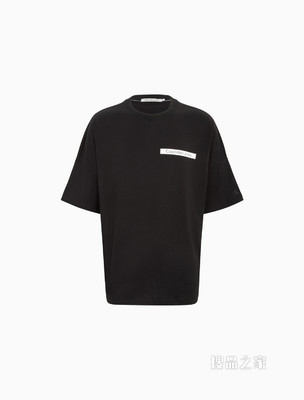 Calvin Klein 男女同款休闲潮流圆领切割图案印花短袖T恤J400212