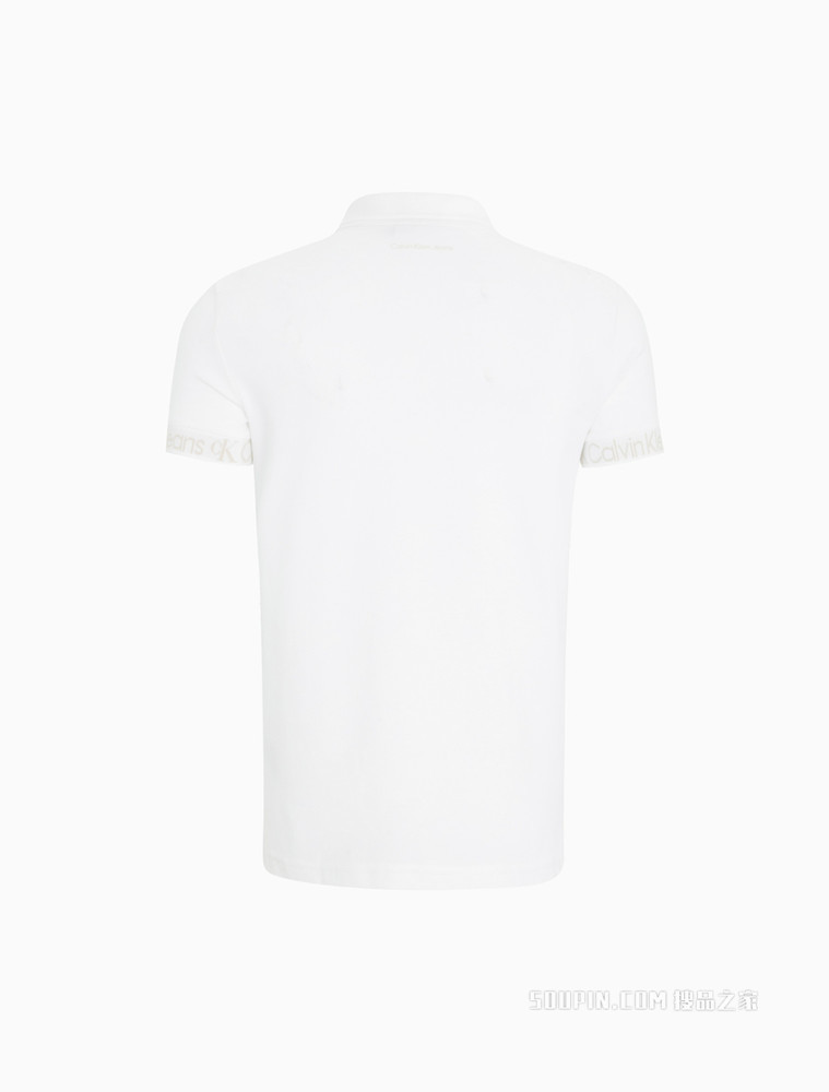 Calvin Klein 男士时尚翻领螺纹醒目提花袖口短袖POLO衫J320564