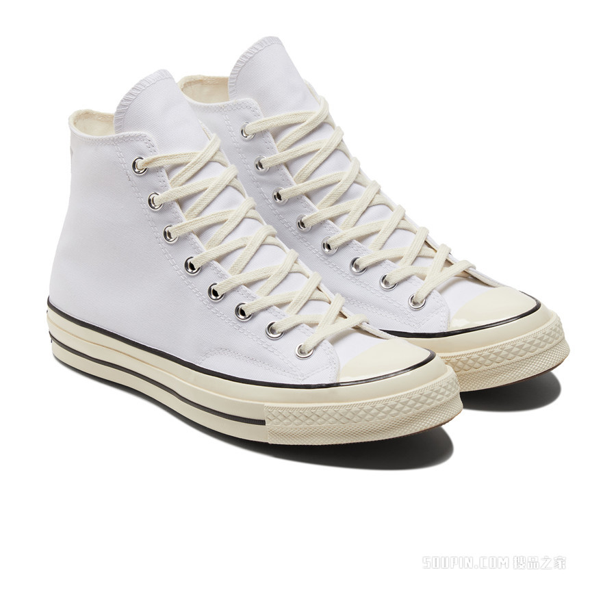 【男女同款】Chuck 70高帮复古帆布小白鞋 中性 白色