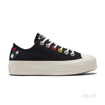 【女子】All Star Lift厚底刺绣帆布鞋 女款 黑色