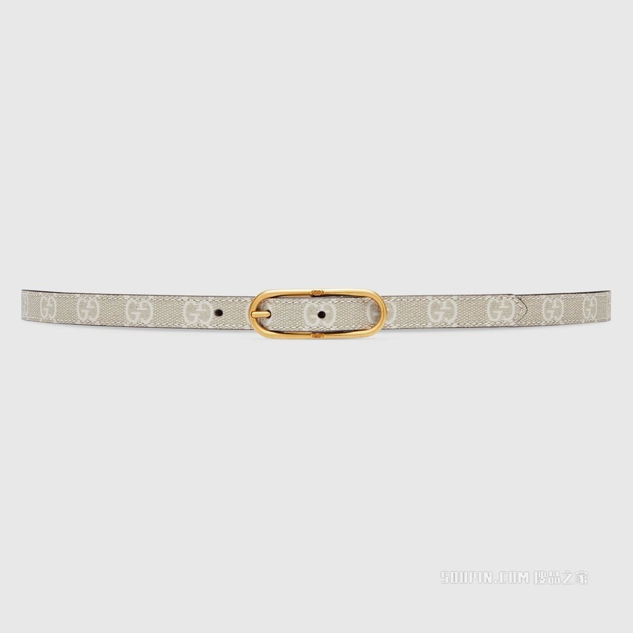 Jackie 1961系列窄腰带 米色和白色GG Supreme帆布