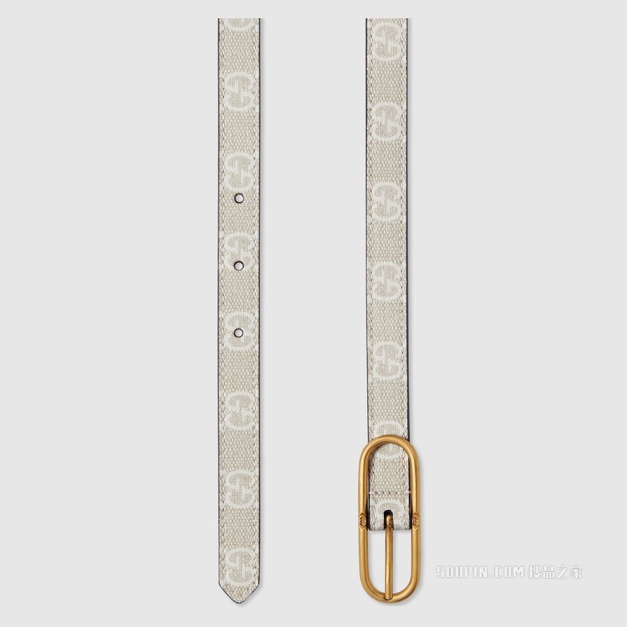 Jackie 1961系列窄腰带 米色和白色GG Supreme帆布