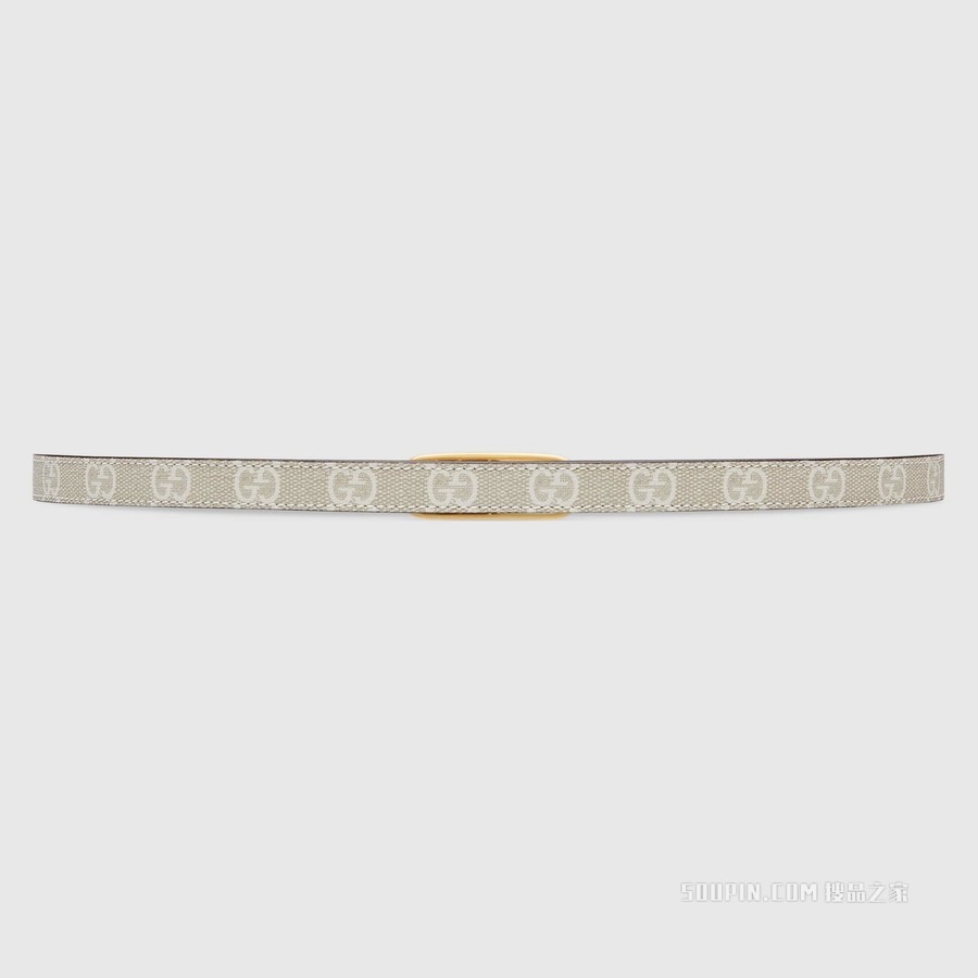 Jackie 1961系列窄腰带 米色和白色GG Supreme帆布
