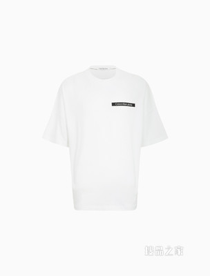 Calvin Klein 男女同款休闲潮流圆领切割图案印花短袖T恤J400212