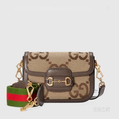Gucci 马衔扣1955系列超级双G迷你手袋 驼色和乌木色帆布