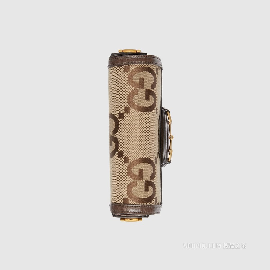Gucci 马衔扣1955系列超级双G迷你手袋 驼色和乌木色帆布