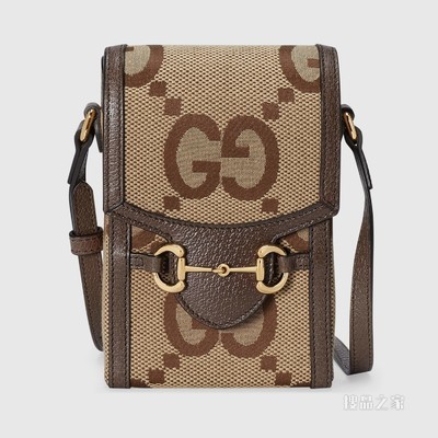 饰超级双G图案迷你手袋 驼色和乌木色GG帆布