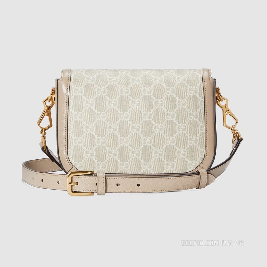 Gucci 马衔扣1955系列GG迷你手袋 米色和白色帆布