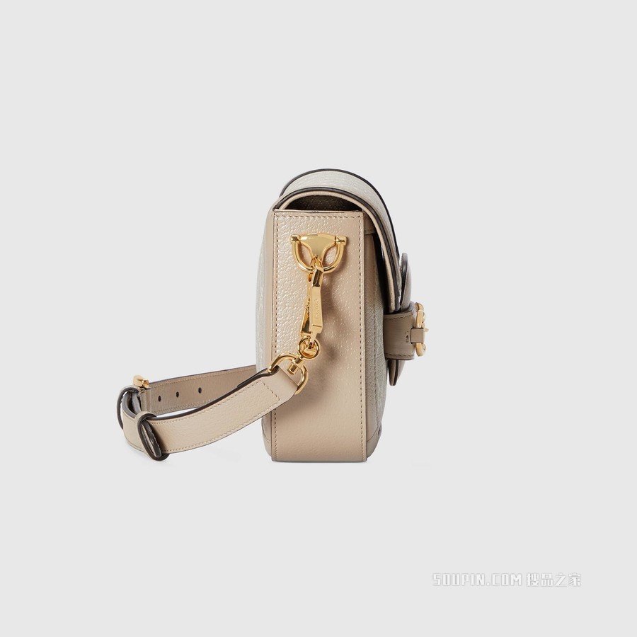 Gucci 马衔扣1955系列GG迷你手袋 米色和白色帆布