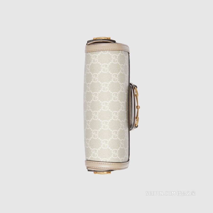 Gucci 马衔扣1955系列GG迷你手袋 米色和白色帆布